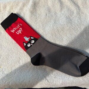 Whats Up Cat And Bird Novelty Crew Socks Unisex Graphic Design